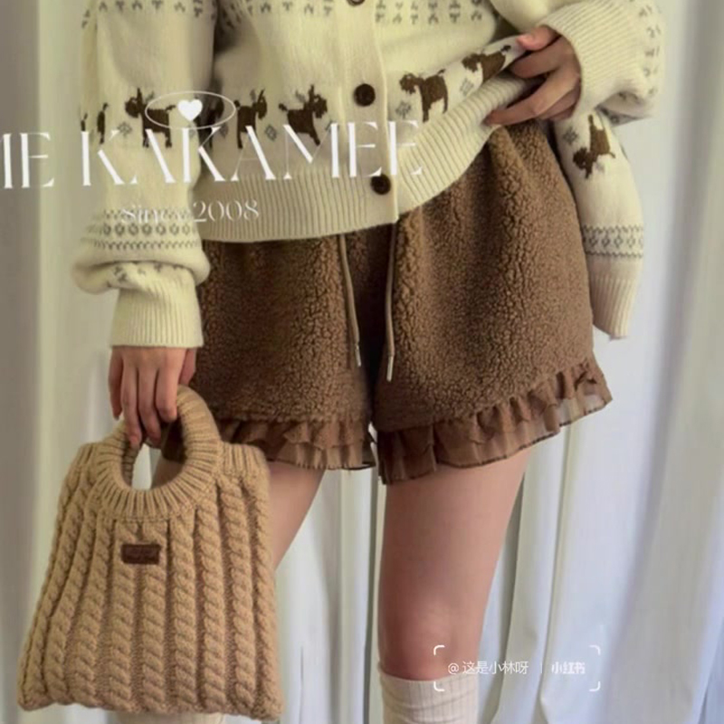 欧货高端定制棕色毛呢大码阔腿裤