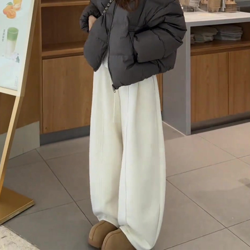 欧货高端定制白色毛呢大码阔腿裤