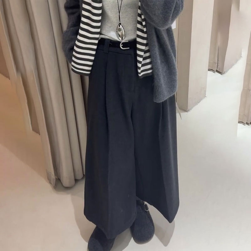 欧货高端定制灰色大码阔腿裤女