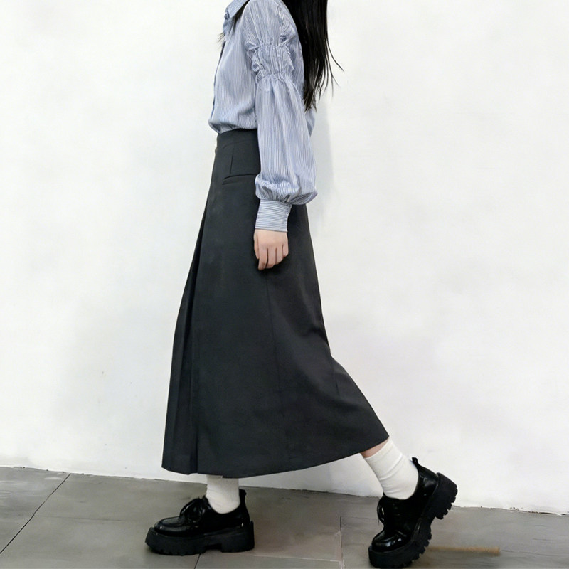 欧货高端深炭灰色定制大码半身裙女2026早春新款轻熟简约百褶裙子,女装/女士精品,大码半身裙,淘宝优惠券,粉丝福利购,淘宝优惠卷