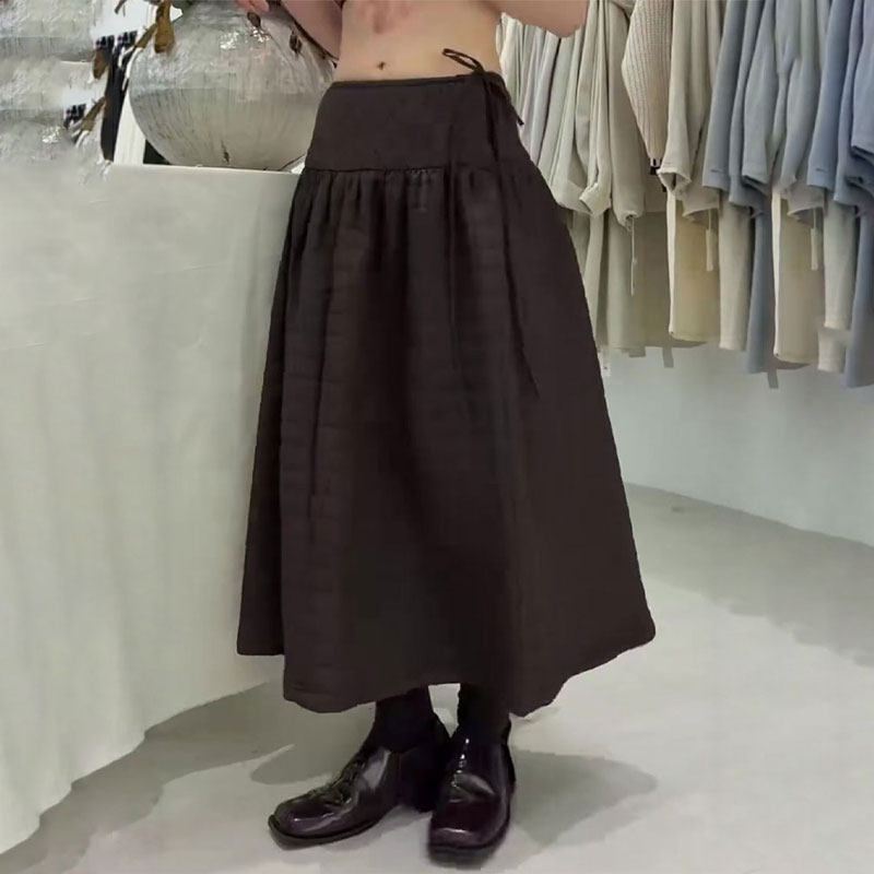 欧货高端定制棕色大码半身裙女2025冬季新款加厚系带复古a字裙子,女装/女士精品,大码半身裙,淘宝优惠券,粉丝福利购,淘宝优惠卷