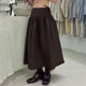 新款 欧货高端定制棕色大码 半身裙女2025冬季 加厚系带复古a字裙子