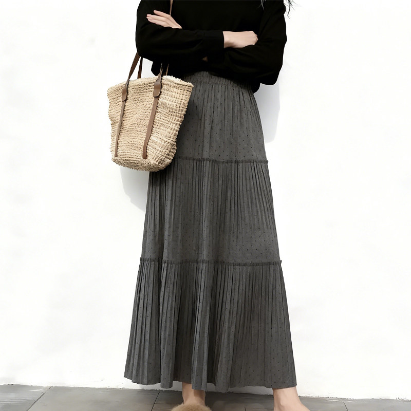 欧货高端定制灰色毛呢大码半身裙女2025冬季新款加厚圆点大摆裙子,女装/女士精品,大码半身裙,淘宝优惠券,粉丝福利购,淘宝优惠卷