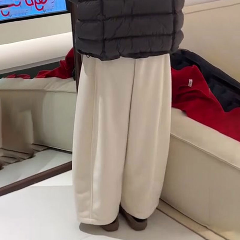 高端定制白色毛呢大码阔腿裤女