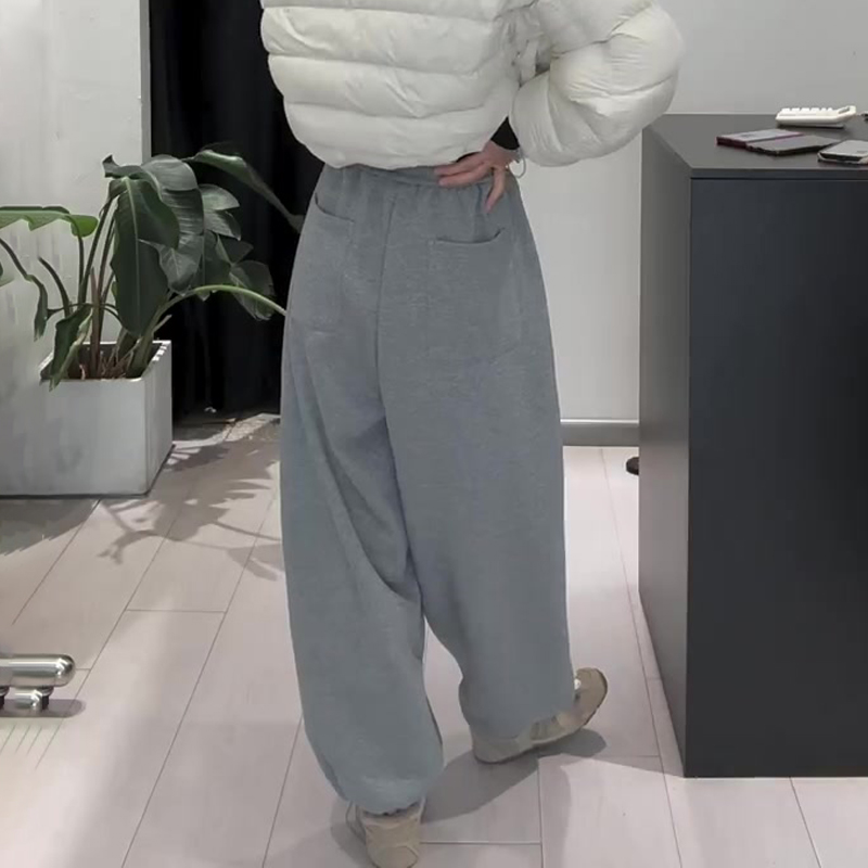 欧货高端定制灰色松弛大码阔腿裤