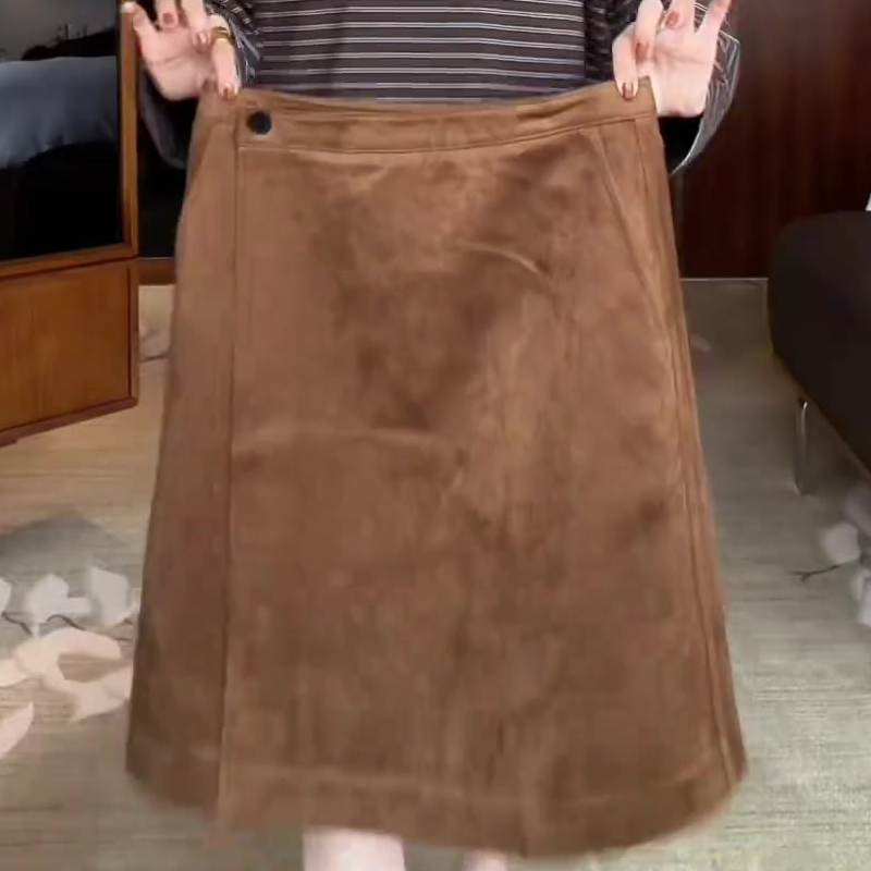 欧货高端棕色大码宽松百搭半身裙