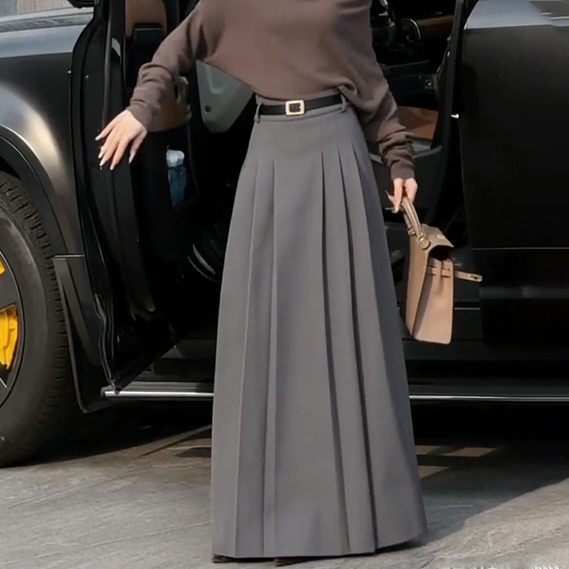 欧货高端定制灰色毛呢大码半身裙女2025冬季新款加厚轻熟百褶裙子,女装/女士精品,大码半身裙,淘宝优惠券,粉丝福利购,淘宝优惠卷