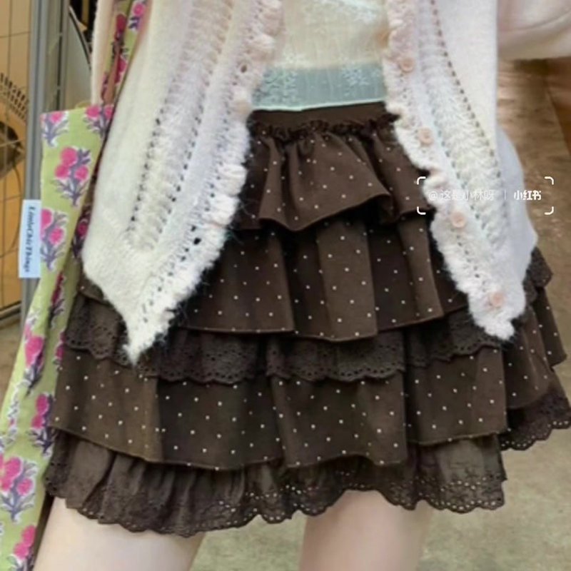 欧货高端定制棕色大码半身蛋糕裙