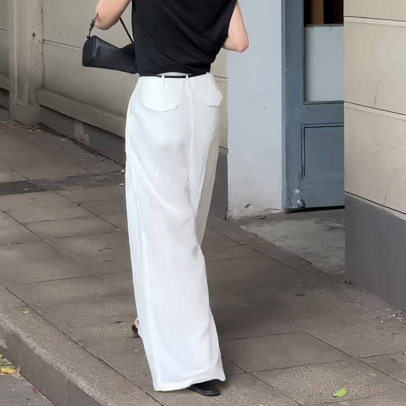 白色休闲亚麻阔腿裤女2025夏季新款显瘦减龄百搭舒适时尚直筒裤