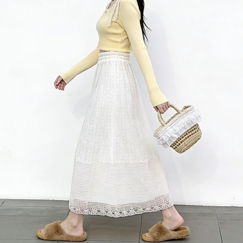 欧货高端定制白色蕾丝大码半身裙女2026早春新款温柔减龄A字裙子,女装/女士精品,大码半身裙,淘宝优惠券,粉丝福利购,淘宝优惠卷