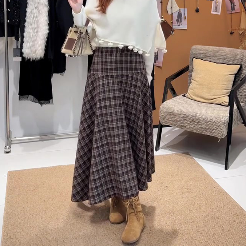 欧货高端定制红棕色大码半身裙女