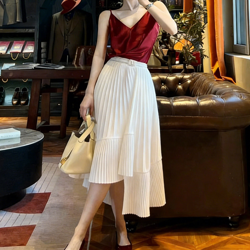 欧货高端定制米白色雪纺大码半身裙女2026早春新款不规则A字裙子,女装/女士精品,大码半身裙,淘宝优惠券,粉丝福利购,淘宝优惠卷