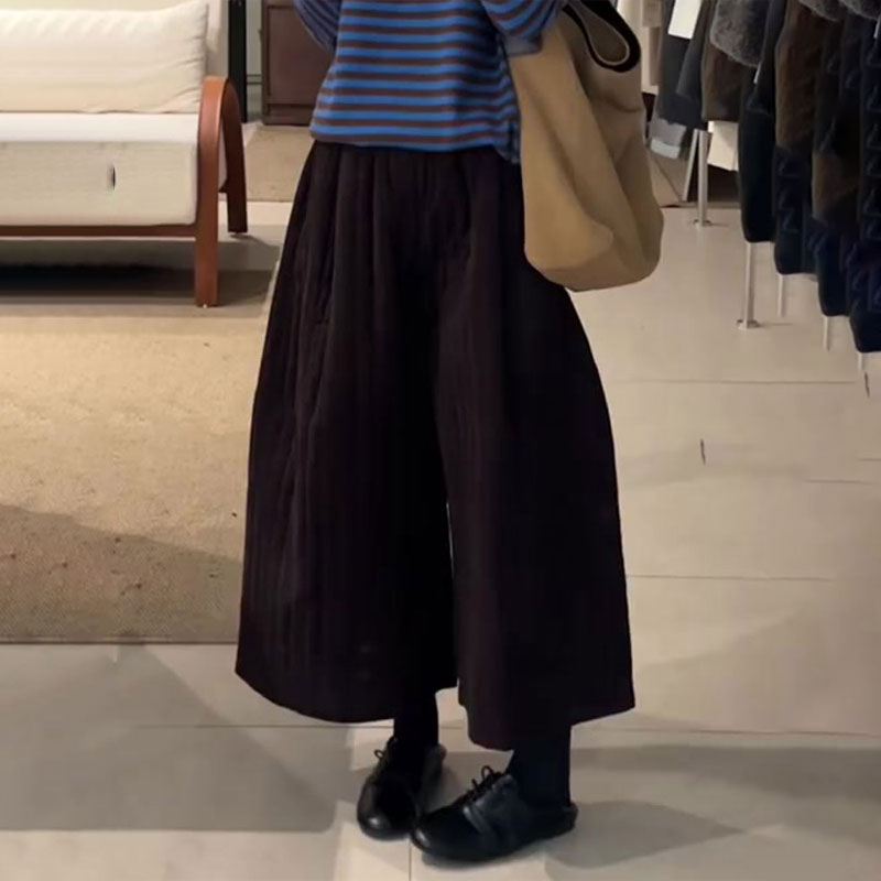 欧货高端定制红棕色大码阔腿裤女