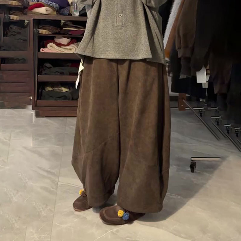 欧货高端定制棕色大码阔腿裤女