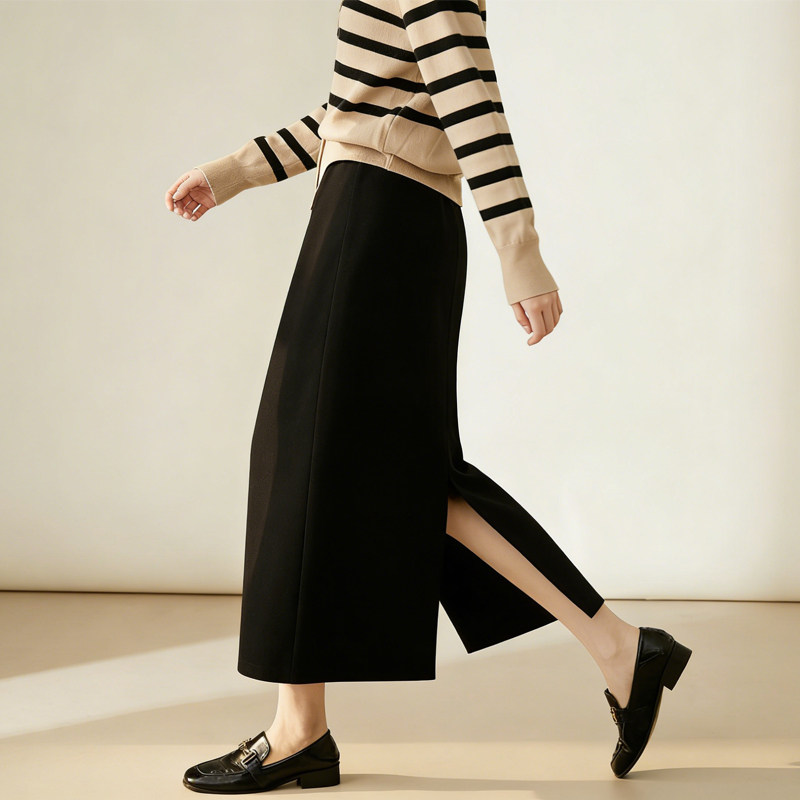 欧货高端定制黑色毛呢大码半身裙女2026早春新款轻熟简约A字裙子,女装/女士精品,大码半身裙,淘宝优惠券,粉丝福利购,淘宝优惠卷