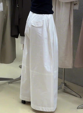 白色大码加宽高腰遮肉直筒裤女2025年秋季新款韩版简约百搭阔腿裤