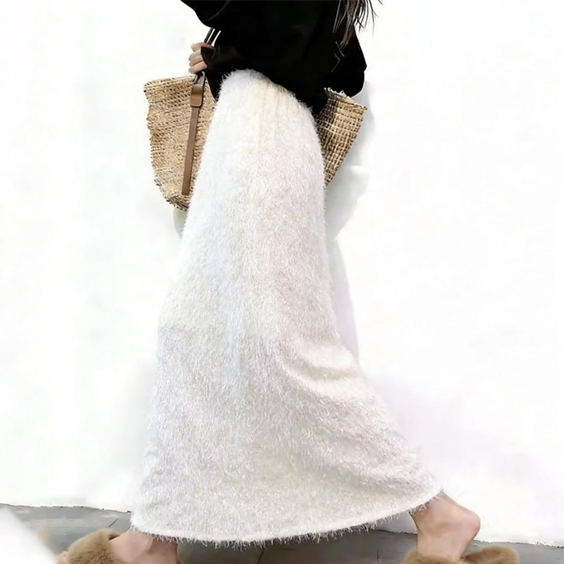 欧货高端定制白色毛绒大码半身裙女2026早春新款温柔优雅A字裙子,女装/女士精品,大码半身裙,淘宝优惠券,粉丝福利购,淘宝优惠卷