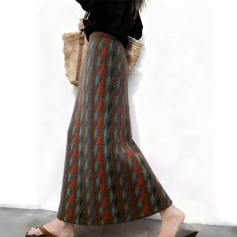 高端定制复古毛呢大码半身裙女