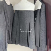 新款 欧货高端定制灰色毛呢大码 半身裙女2025冬季 加厚百褶a字裙子