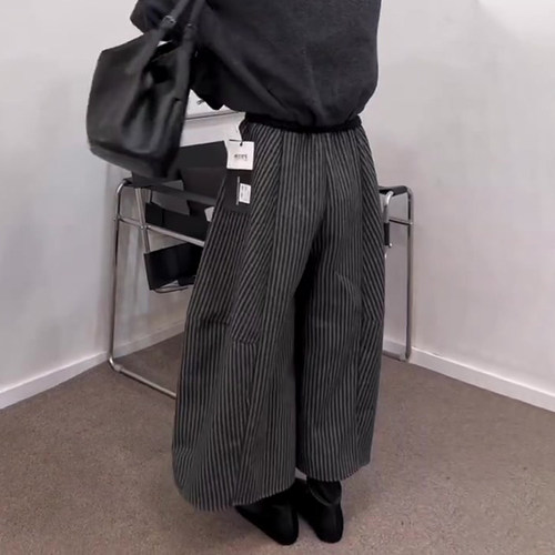 欧货高端定制黑灰色大码阔腿裤女