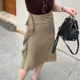欧货高端定制卡其色镂空大码 半身裙女2026早春新款 轻熟风A字裙子