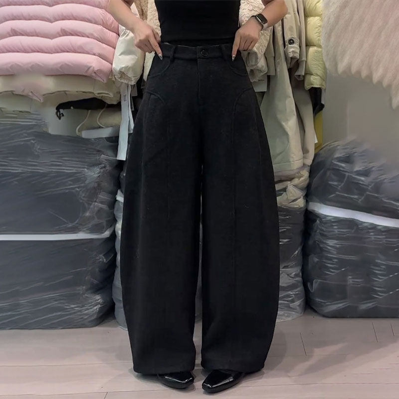 欧货高端定制黑色大码阔腿裤女