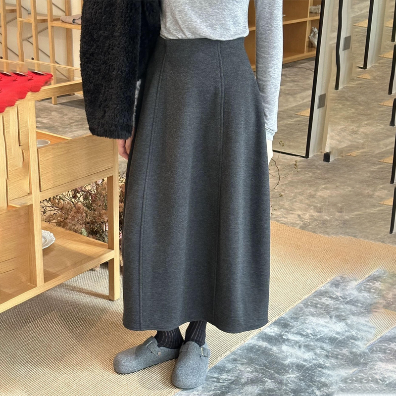 欧货高端定制灰色毛呢大码半身裙
