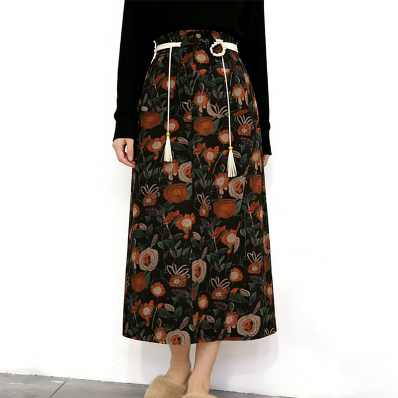 欧货高端定制黑色印花大码半身裙女2026早春新款轻熟风直筒A字裙,女装/女士精品,大码半身裙,淘宝优惠券,粉丝福利购,淘宝优惠卷