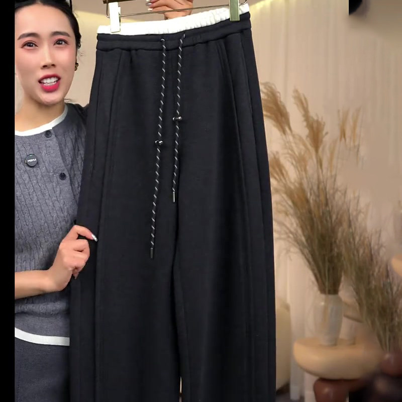 黑色窄版美拉德休闲裤女2025年秋季新款韩系毛呢气质轻熟感直筒裤,女装/女士精品,大码裤装,淘宝优惠券,粉丝福利购,淘宝优惠卷