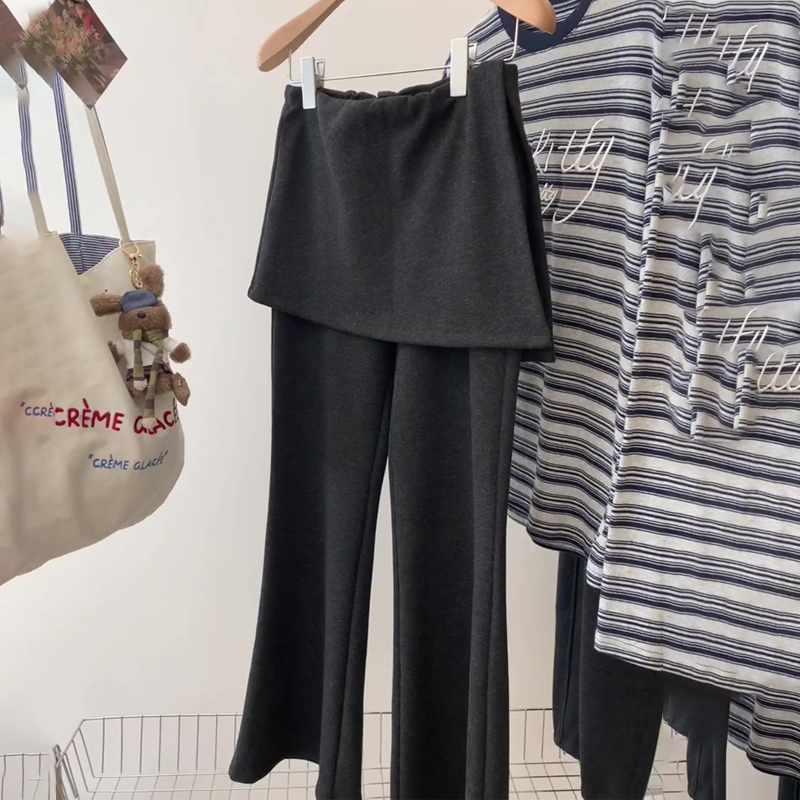 欧货高端定制黑色毛呢大码阔腿裤