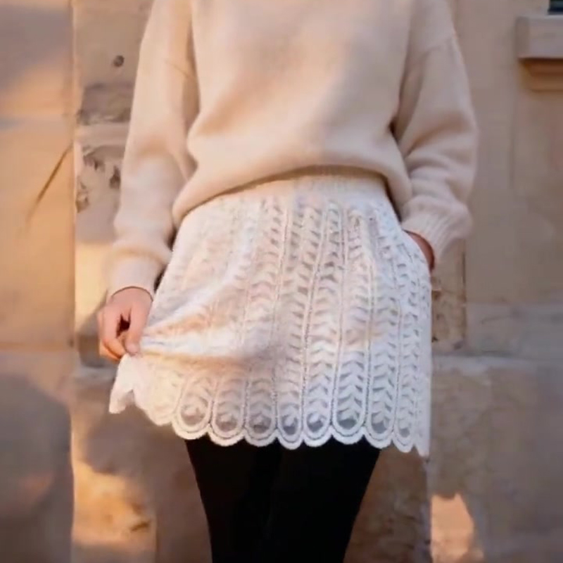 欧货高端定制白色蕾丝大码半身裙