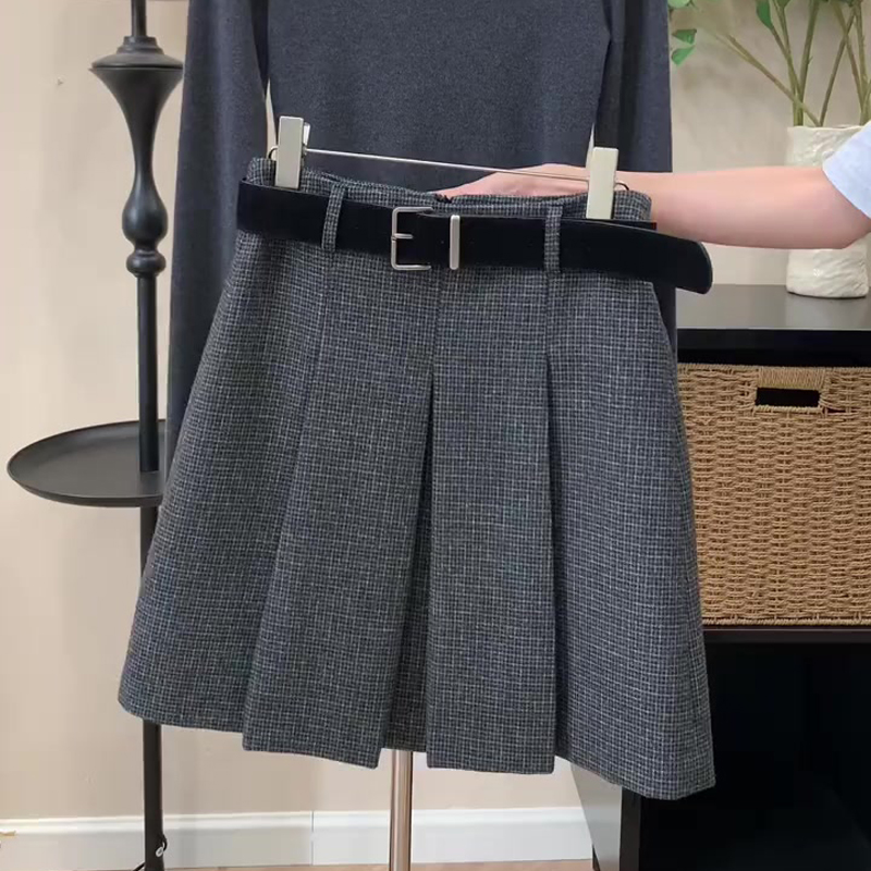 欧货高端定制灰色毛呢大码半身裙