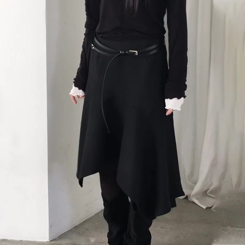 欧货高端定制黑色不规则大码半身裙女2025冬季新款加厚小众A字裙,女装/女士精品,大码半身裙,淘宝优惠券,粉丝福利购,淘宝优惠卷