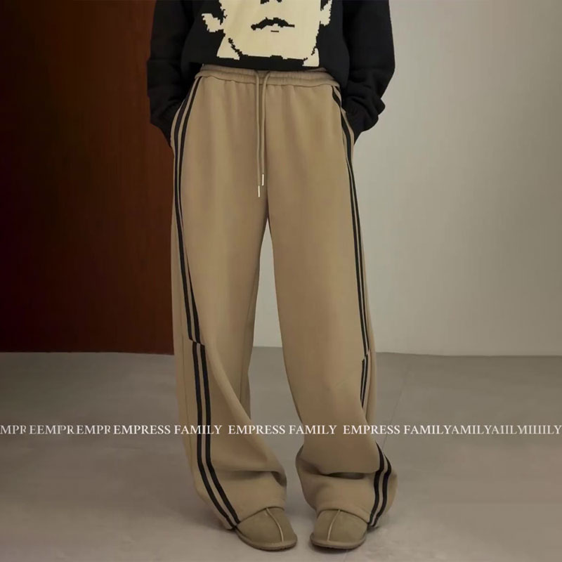 欧货高端定制卡其色大码阔腿裤女