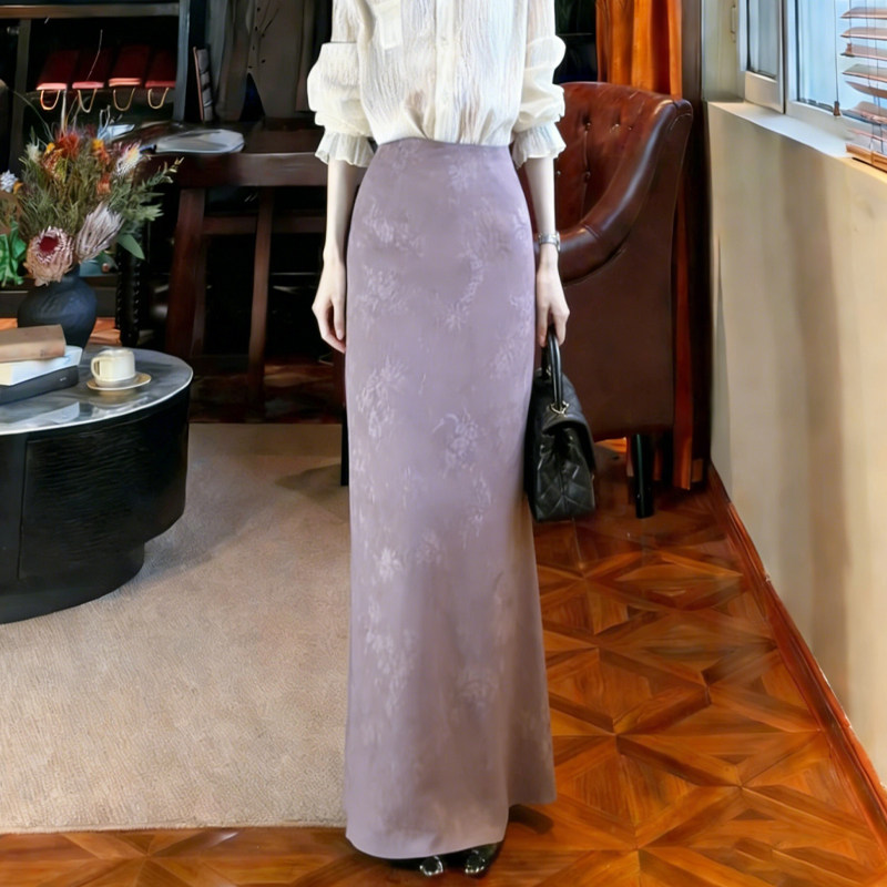 欧货高端定制淡紫色印花大码半身裙女2025冬季新款加厚轻奢A字裙,女装/女士精品,大码半身裙,淘宝优惠券,粉丝福利购,淘宝优惠卷