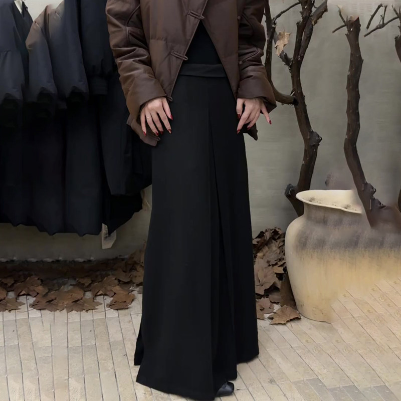欧货高端定制黑色大码阔腿西装裤女2025冬季新款加厚垂顺感休闲裤,女装/女士精品,大码裤装,淘宝优惠券,粉丝福利购,淘宝优惠卷