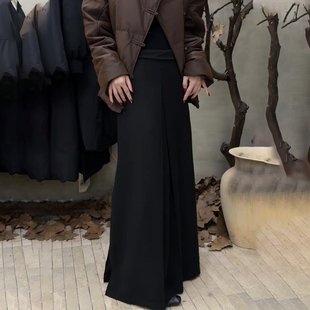阔腿西装 加厚垂顺感休闲裤 裤 新款 女2025冬季 欧货高端定制黑色大码