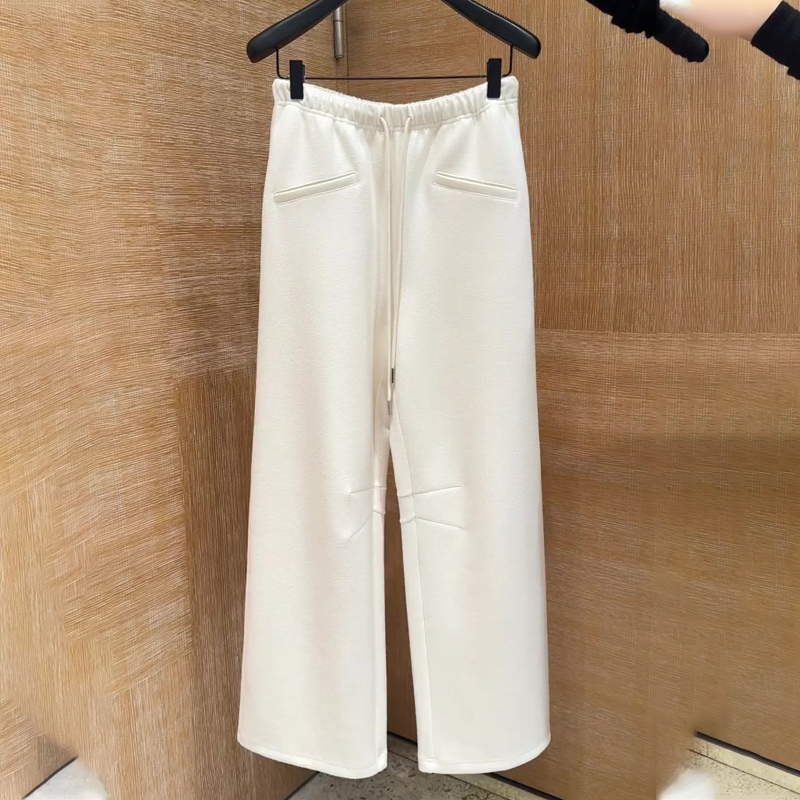 欧货高端定制白色毛呢大码阔腿裤