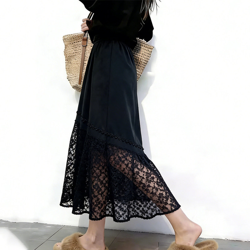 欧货高端定制藏蓝色蕾丝大码半身裙女2026早春新款轻熟风A字裙子,女装/女士精品,大码半身裙,淘宝优惠券,粉丝福利购,淘宝优惠卷