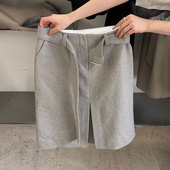 新款 欧货高端定制灰色前开叉大码 半身裙女2025冬季 加厚包臀短裙子