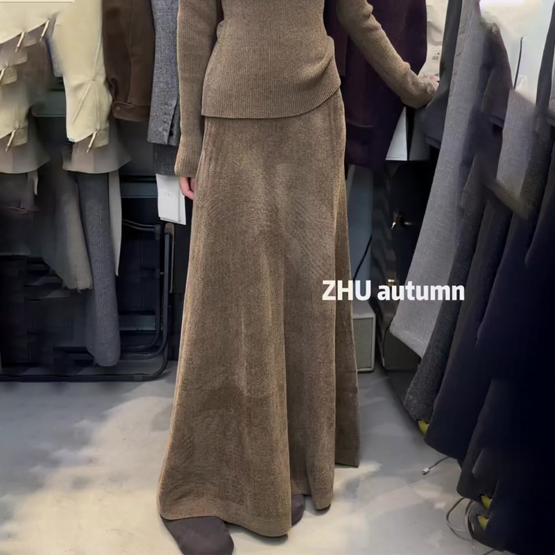 欧货高端定制沙色棉麻大码半身裙