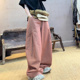 休闲风显瘦长裤 粉色时尚 女2025冬季 新款 感复古设计大码 棉麻阔腿裤