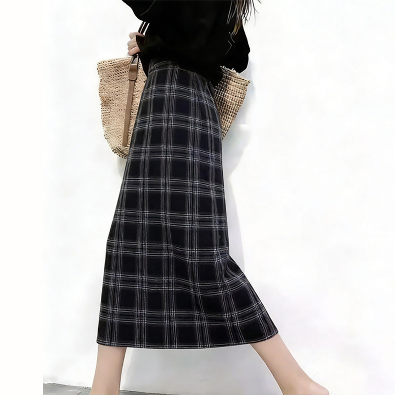 欧货高端定制黑灰色毛呢大码半身裙女2026早春新款格纹慵懒A字裙,女装/女士精品,大码半身裙,淘宝优惠券,粉丝福利购,淘宝优惠卷