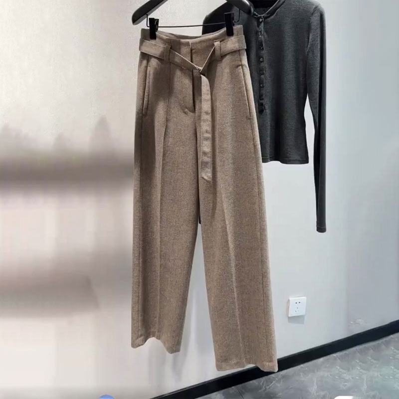 欧货高端定制卡其色大码阔腿裤女2025冬季新款加厚羊毛直筒休闲裤,女装/女士精品,大码裤装,淘宝优惠券,粉丝福利购,淘宝优惠卷