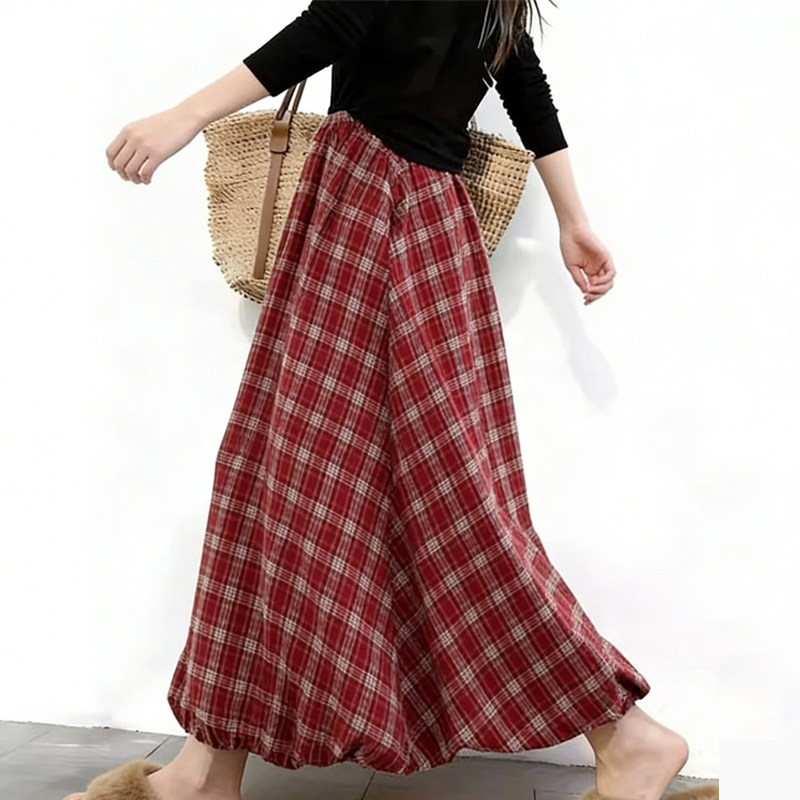 欧货高端定制红色毛呢大码半身裙女2026早春新款格纹减龄花苞裙子,女装/女士精品,大码半身裙,淘宝优惠券,粉丝福利购,淘宝优惠卷