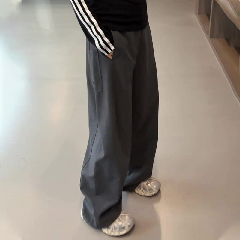 欧货高端定制灰色大码垂感卫裤女
