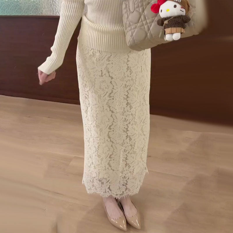 欧货高端定制米色蕾丝大码半身裙女2025冬季新款加厚优雅包臀裙子,女装/女士精品,大码半身裙,淘宝优惠券,粉丝福利购,淘宝优惠卷