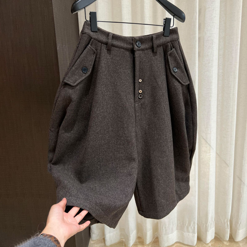 欧货高端定制棕色大码阔腿裤女