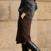欧货高端定制深棕色毛呢大码 半身裙女2026早春新款 轻熟风A字裙子