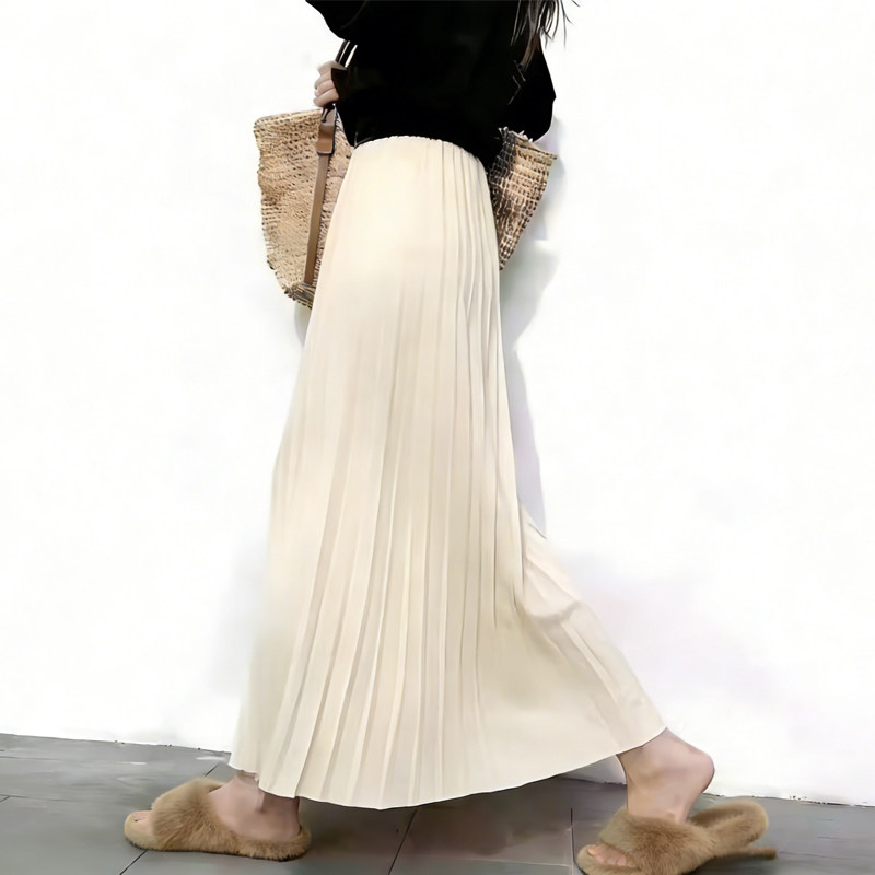 欧货高端定制米白色大码半身裙女2026早春新款百搭温柔轻熟风琴裙,女装/女士精品,大码半身裙,淘宝优惠券,粉丝福利购,淘宝优惠卷